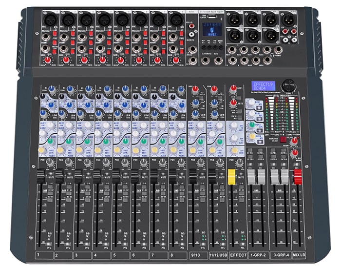 Bàn mixer FONY MT-12 dạng cơ cao cấp, tiện dụng cho âm thanh phối trộn nhịp nhàng