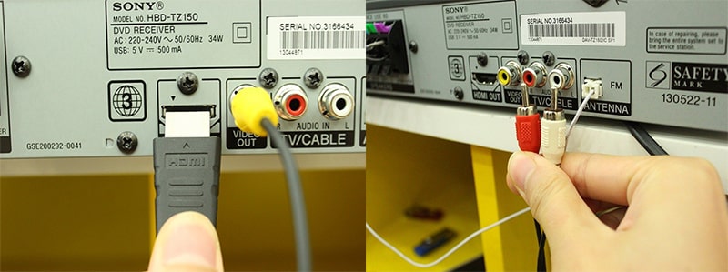 Bên phải là dạng jack cho cổng RCA còn bên trái là cho cổng HDMI