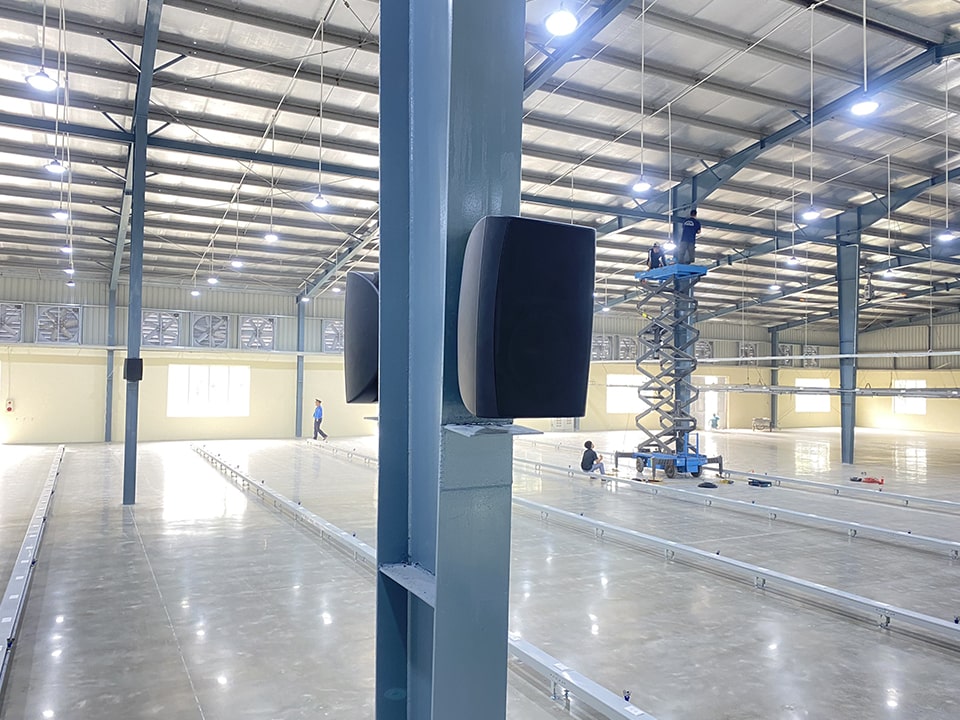 Lạc Việt Audio lắp đặt hệ thống âm thanh nhà xưởng matrix 8 vùng