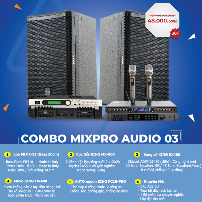 Những thiết bị trong bộ dàn karaoke VIP MIXPro audio 03